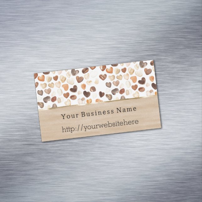 Coffee Beans Hearts Business name website Business Card Magnet (In Situ)