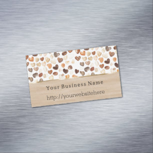 Coffee Beans Hearts Business name website Card Magnet