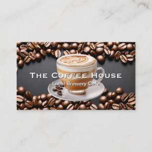 Coffee Beans   Hot Beverage in Cup Business Card