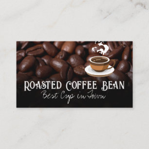 Coffee Beans   Hot Cup of Coffee Business Card