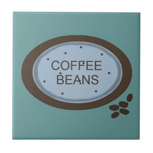 Coffee Beans in Blue and Brown Tile