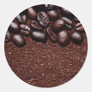 Coffee Beans - Java Bean Customized Templates Classic Round Sticker by SilverSpiral at Zazzle
