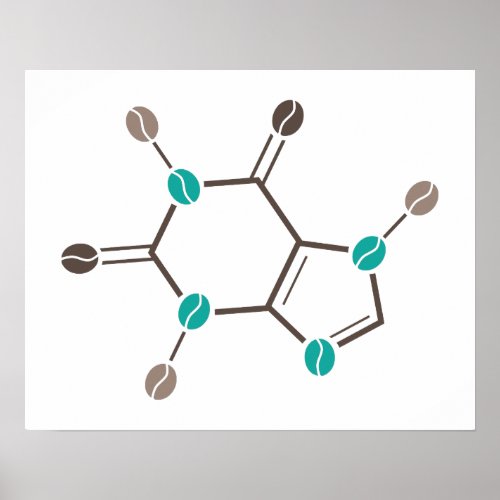 coffee beans molecular caffeine poster