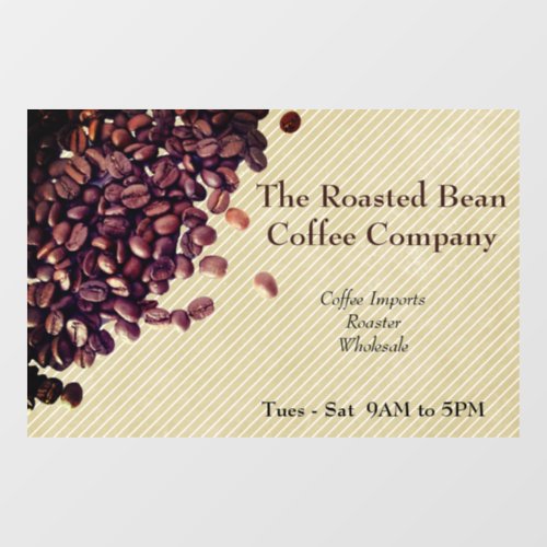 Coffee Beans on Tan Pinstripe Texture Window Cling