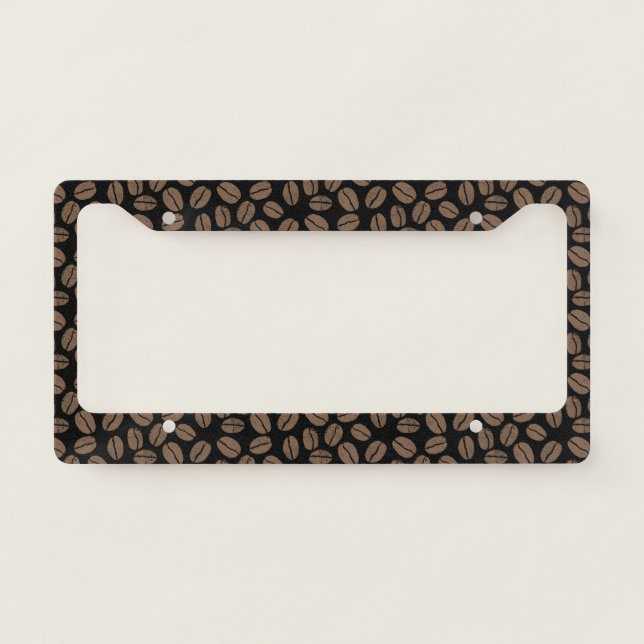 Coffee Beans Pattern | Coffee Lover's License Plate Frame (Front)
