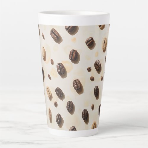 Coffee Beans Pattern on a Light Surface Latte Mug