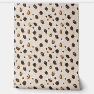 Coffee Beans Pattern on a Light Surface Wallpaper