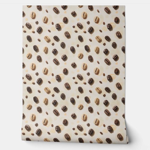 Coffee Beans Pattern on a Light Surface Wallpaper