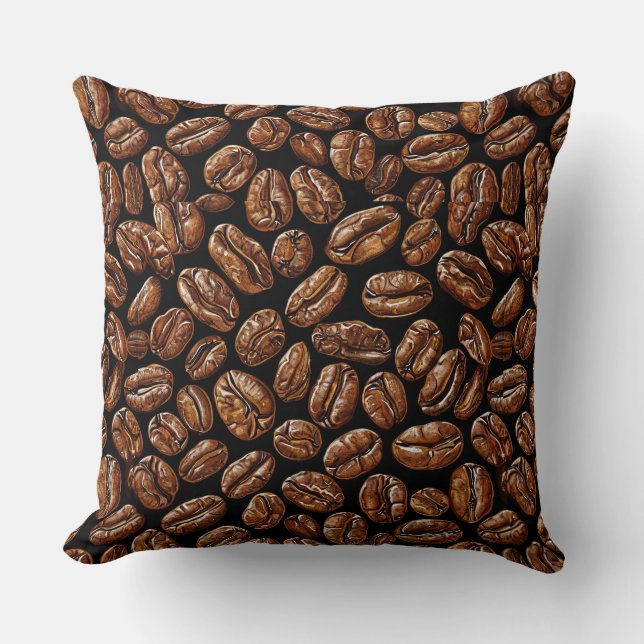 Coffee beans pattern throw pillow (Front)