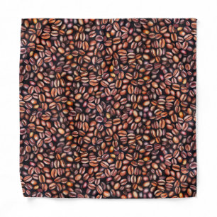 Coffee Beans Pencil Drawing Pattern Rustic Brown Bandana
