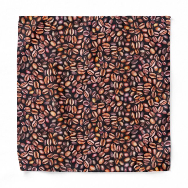   Coffee Beans Pencil Drawing Pattern Rustic Brown Bandana (Front)