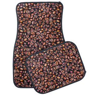 Coffee Beans Pencil Drawing Pattern Rustic Brown Car Floor Mat