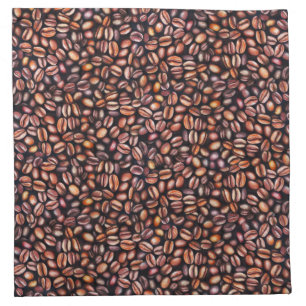 Coffee Beans Pencil Drawing Pattern Rustic Brown Cloth Napkin