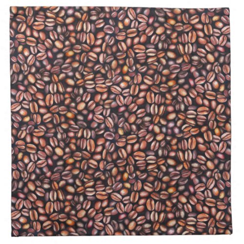   Coffee Beans Pencil Drawing Pattern Rustic Brown Cloth Napkin