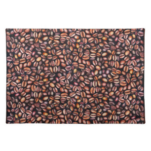 Coffee Beans Pencil Drawing Pattern Rustic Brown Cloth Placemat