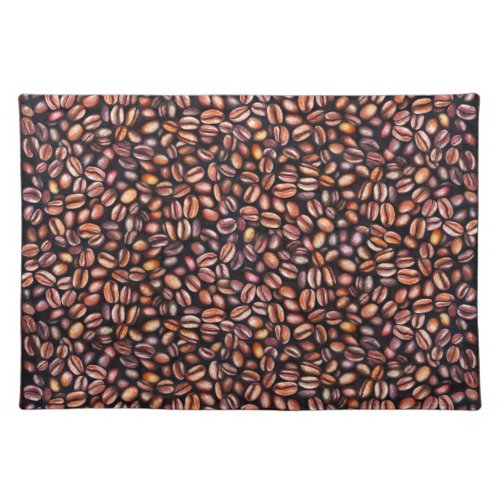   Coffee Beans Pencil Drawing Pattern Rustic Brown Cloth Placemat