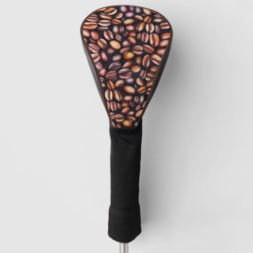   Coffee Beans Pencil Drawing Pattern Rustic Brown Golf Head Cover