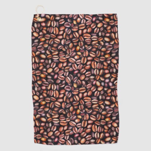   Coffee Beans Pencil Drawing Pattern Rustic Brown Golf Towel