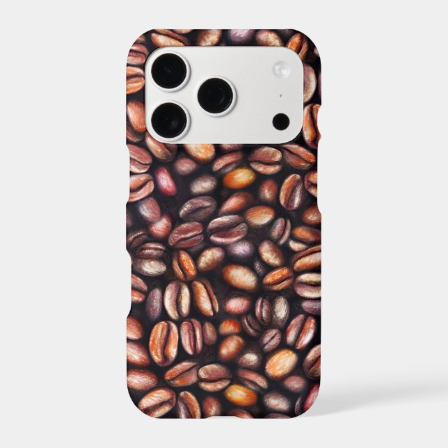   Coffee Beans Pencil Drawing Pattern Rustic Brown Iphone Case (Back)