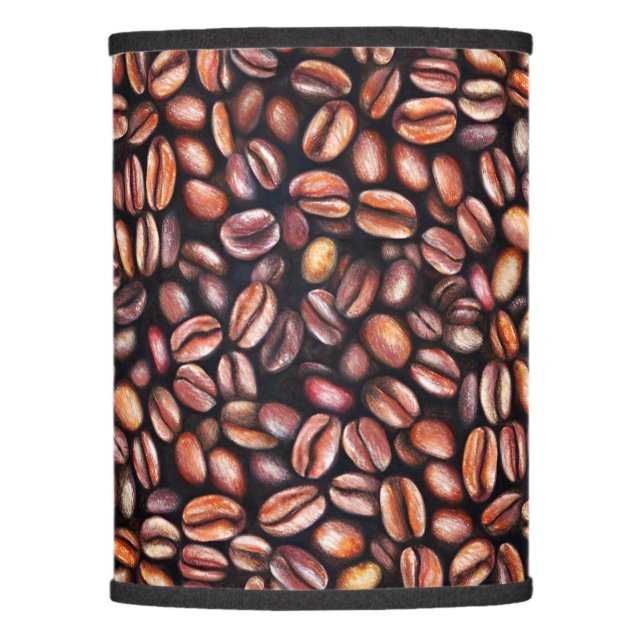   Coffee Beans Pencil Drawing Pattern Rustic Brown Lamp Shade (Front)