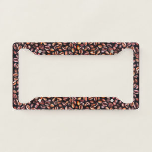 Coffee Beans Pencil Drawing Pattern Rustic Brown License Plate Frame