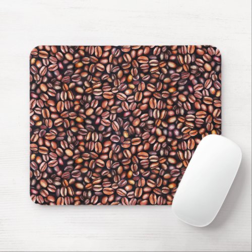   Coffee Beans Pencil Drawing Pattern Rustic Brown Mouse Pad