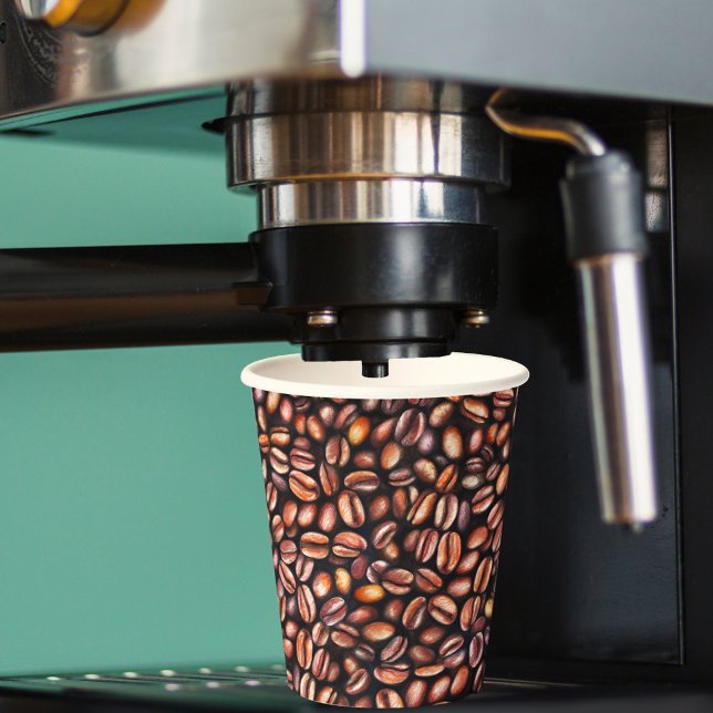   Coffee Beans Pencil Drawing Pattern Rustic Brown Paper Cups (Creator Uploaded)