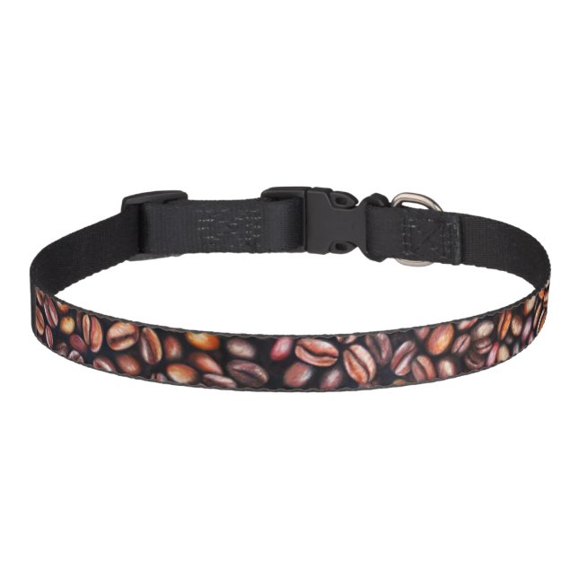   Coffee Beans Pencil Drawing Pattern Rustic Brown Pet Collar (Front)
