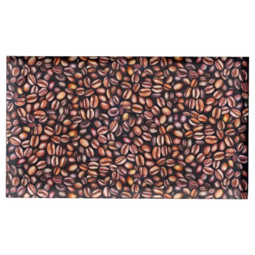   Coffee Beans Pencil Drawing Pattern Rustic Brown Place Card Holder