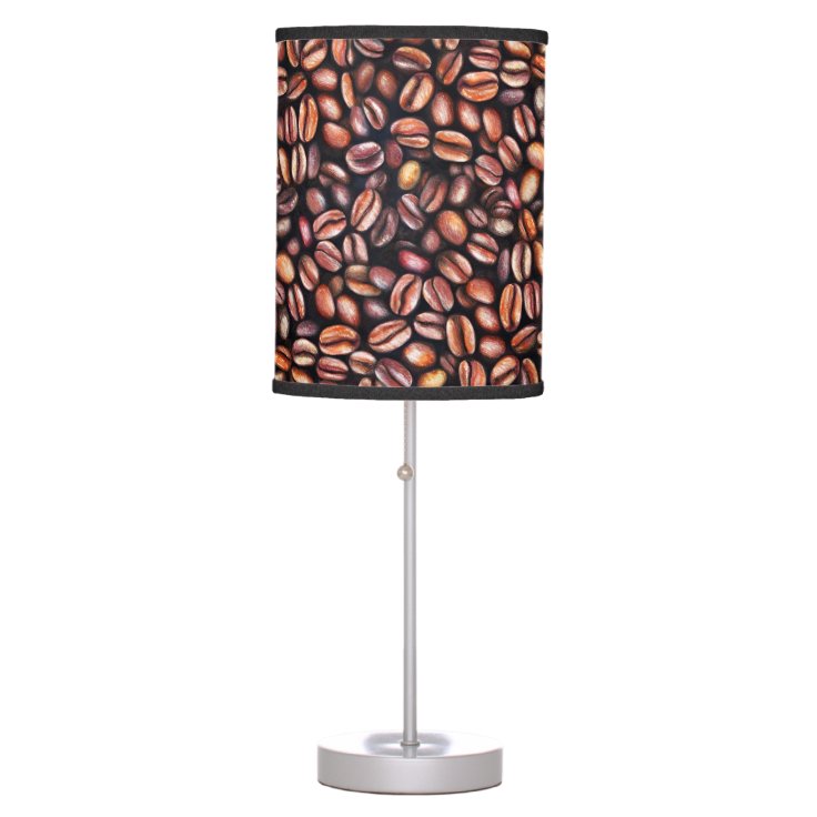 Coffee Beans Pencil Drawing Pattern Rustic Brown Table Lamp Zazzle