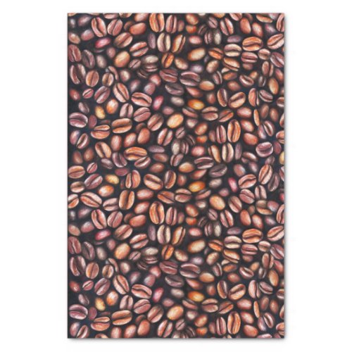   Coffee Beans Pencil Drawing Pattern Rustic Brown Tissue Paper