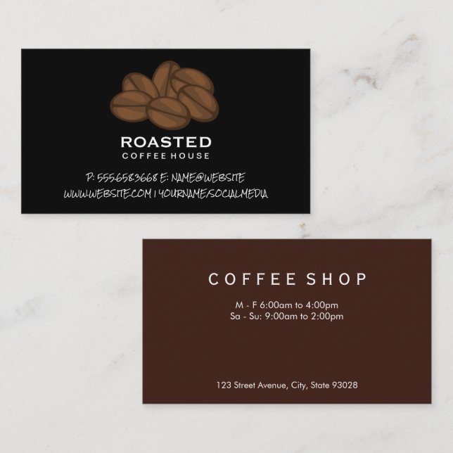 Coffee Beans Pile | Cafe  Business Card (Front/Back)