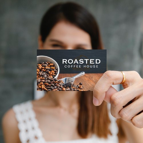 Coffee Beans Pouring Out w Scoop Business Card