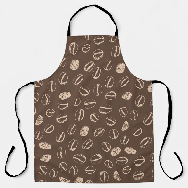 Coffee beans restaurant hand drawn cartoon doodle  apron (Front)