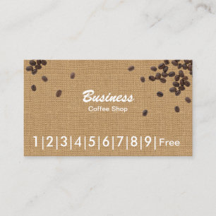 Coffee Beans Rustic Burlap Coffee Loyalty Card