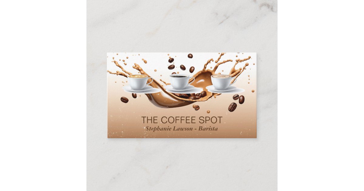 Coffee Beans Splash | Cup of Java Business Card | Zazzle