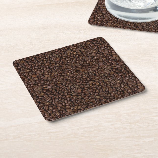 Coffee Beans Square Paper Coaster (Angled)