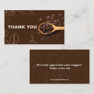 Coffee Beans Thank You Card Dark Brown
