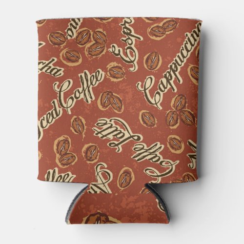 Coffee beans typography vintage pattern can cooler