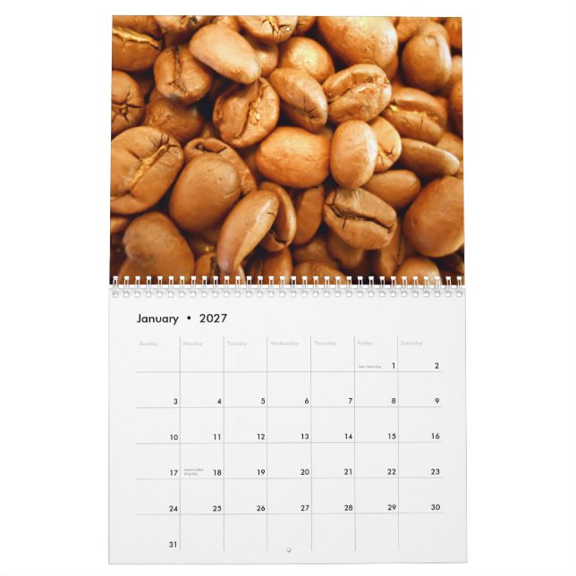 Coffee Beans Wall Calendar (Jan 2027)