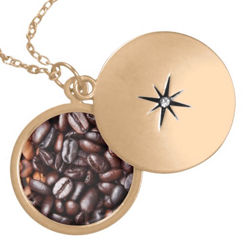 Coffee Beans _ whole light and dark roasted Gold Plated Necklace