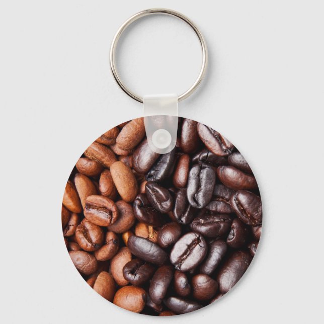 Coffee Beans - whole light and dark roasted Keychain (Front)