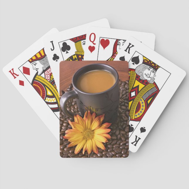 Coffee Beans & Yellow Daisy  Poker Cards (Back)