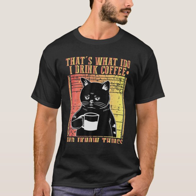 Coffee Because Murder Is Wrong Black Cat T-Shirt (Front)