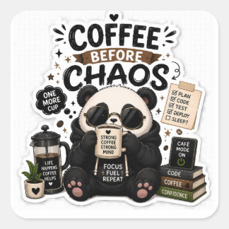 Coffee Before Chaos – Cozy Panda Coffee Sticker