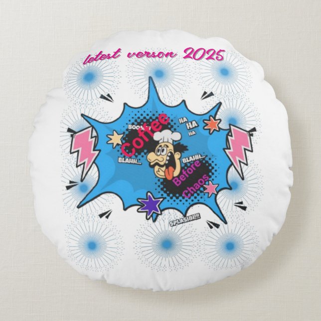 Coffee Before Chaos – Funny Throw Pillow for Moms, (Front)