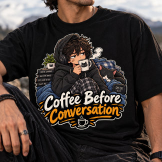 Coffee Before Conversation Anime Cozy T-Shirt