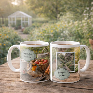 Coffee before gardening robin morning garden photo mug