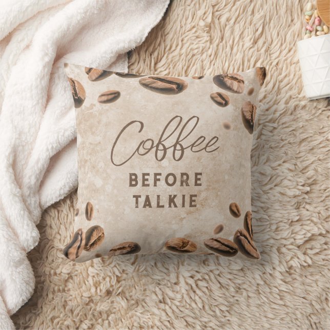 Coffee Before Talkie Specialty Cafe Living Room Throw Pillow (Blanket)