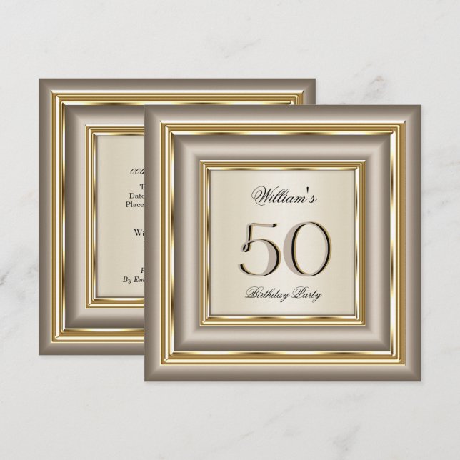 Coffee Beige Cream Gold Silver Birthday Party 2 Invitation (Front/Back)